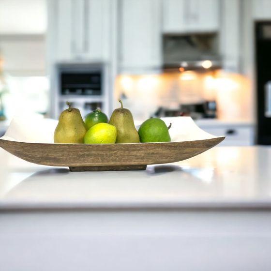 TIMBER & CREAM RECTANGLE BOWL