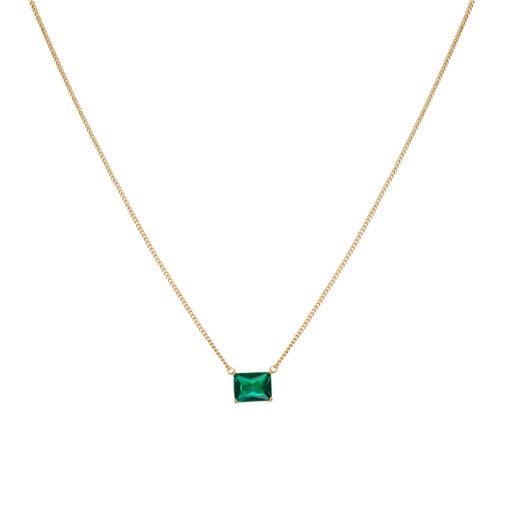 SS GP FINE NECKLACE WITH EMERALD CZ