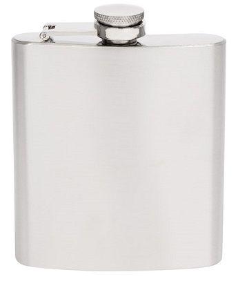 S STEEL BRUSHED HIP FLASK 6 OZ