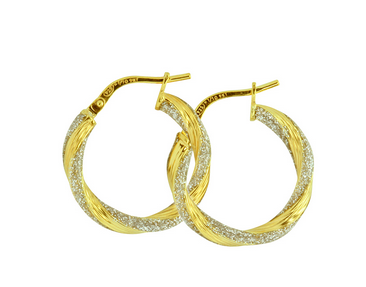 9YG SLV FILLED GLITTER HOOPS