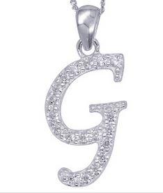 SILVER LETTER WITH CZ ON CHAIN