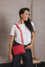 TRIBECA QUILTED RED CROSSBODY CLUTCH