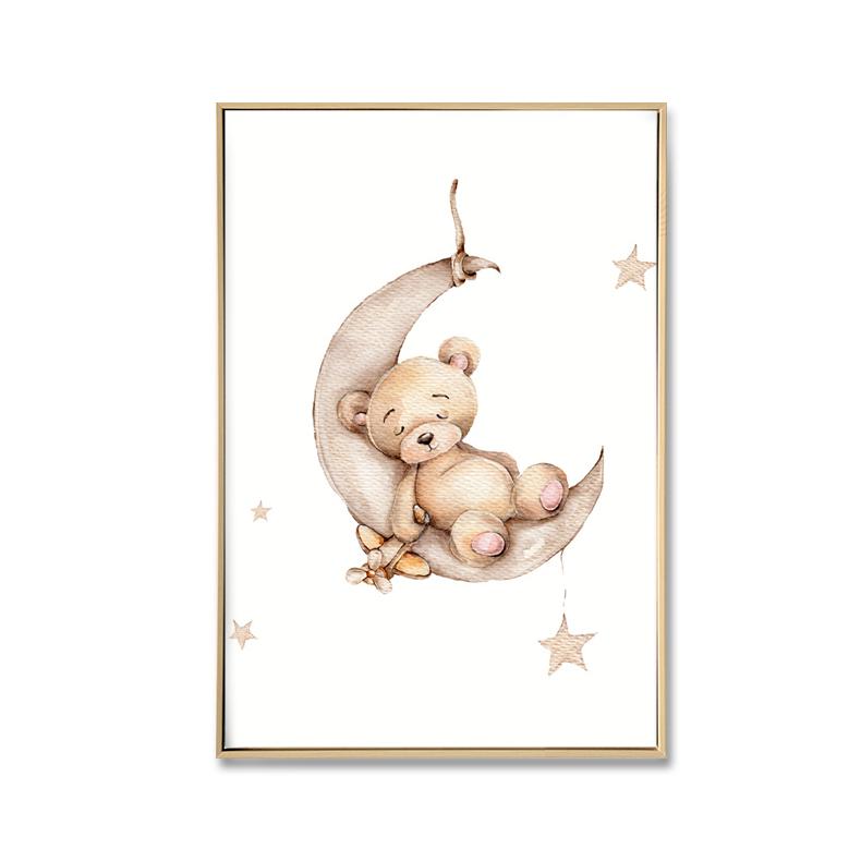 BABY BEAR ON MOON CANVAS PRINT