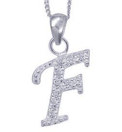 SILVER LETTER WITH CZ ON CHAIN