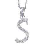 SILVER LETTER WITH CZ ON CHAIN