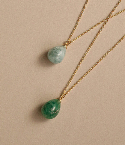 SS/GP GREEN AVENTURINE NECKLACE