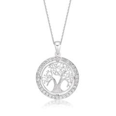 SS CZ SET TREE OF LIFE NECKLACE