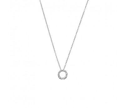 SS PAVE CIRCLE PENDANT NECKLACE