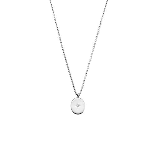 SS OVAL PENDANT NECKLACE WITH CZ