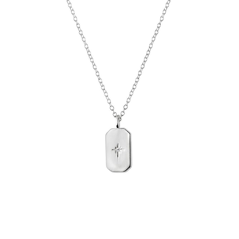 SS RECTANGLE PENDANT WITH CZ