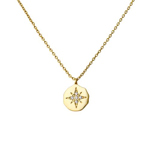 SS / GP CZ STAR DISC NECKLACE