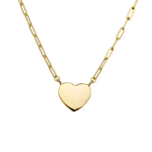 SS / GP PAPERCLIP NECKLACE WITH HEART