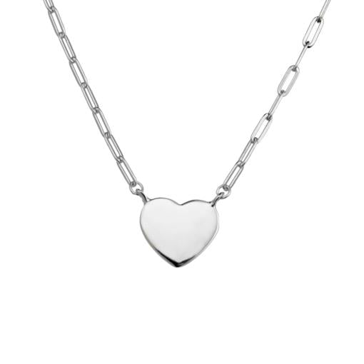 SS PAPERCLIP NECKLACE WITH HEART