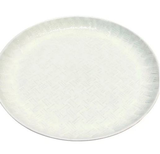 WHITE BAMBOO PATTERNED SERVICE PLATTER