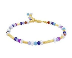 SS / YGP MULTI STONE & PEARL BRACELET