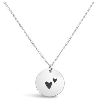 SS DBLE HEART DISC NECKLACE