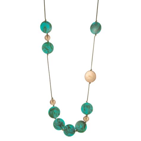 LONG GREEN & GOLD NECKLACE