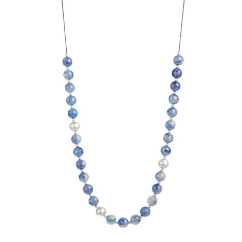 LONG BLUE BEAD NECKLACE