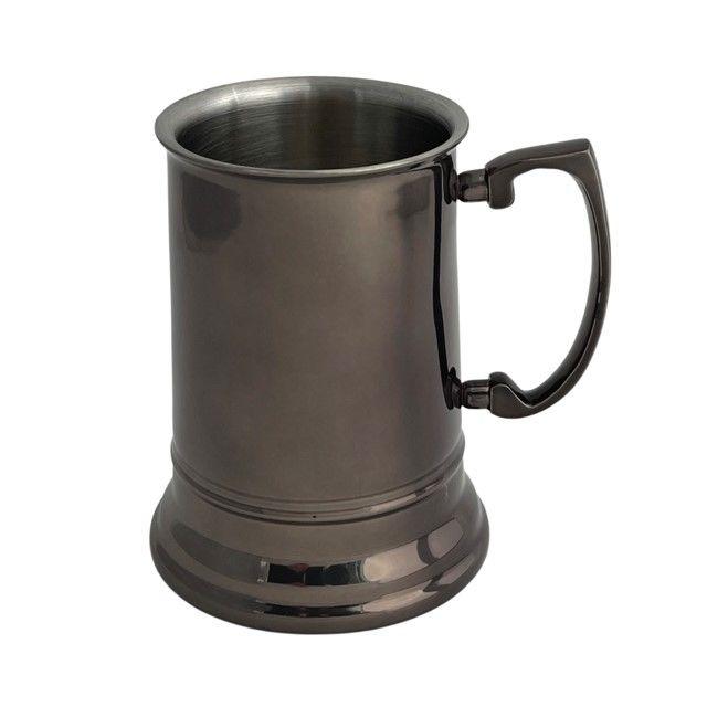 STAINLESS STEEL GUN METAL PLAIN TANKARD