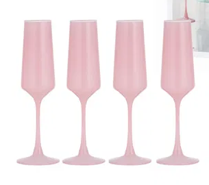 CHELSEA BLUSH 4PK CHAMPAGNE GLASSES