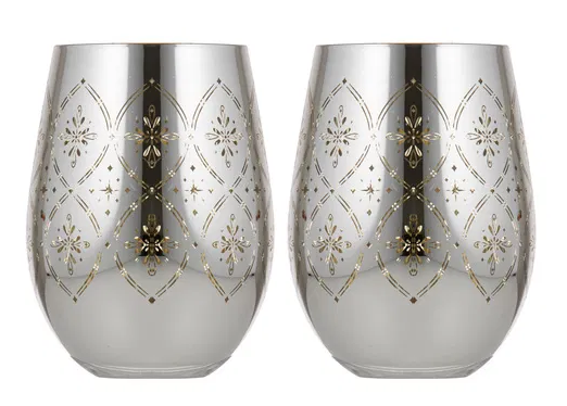 CHANTELLE SILVER 2PK STEMLESS GLASSES