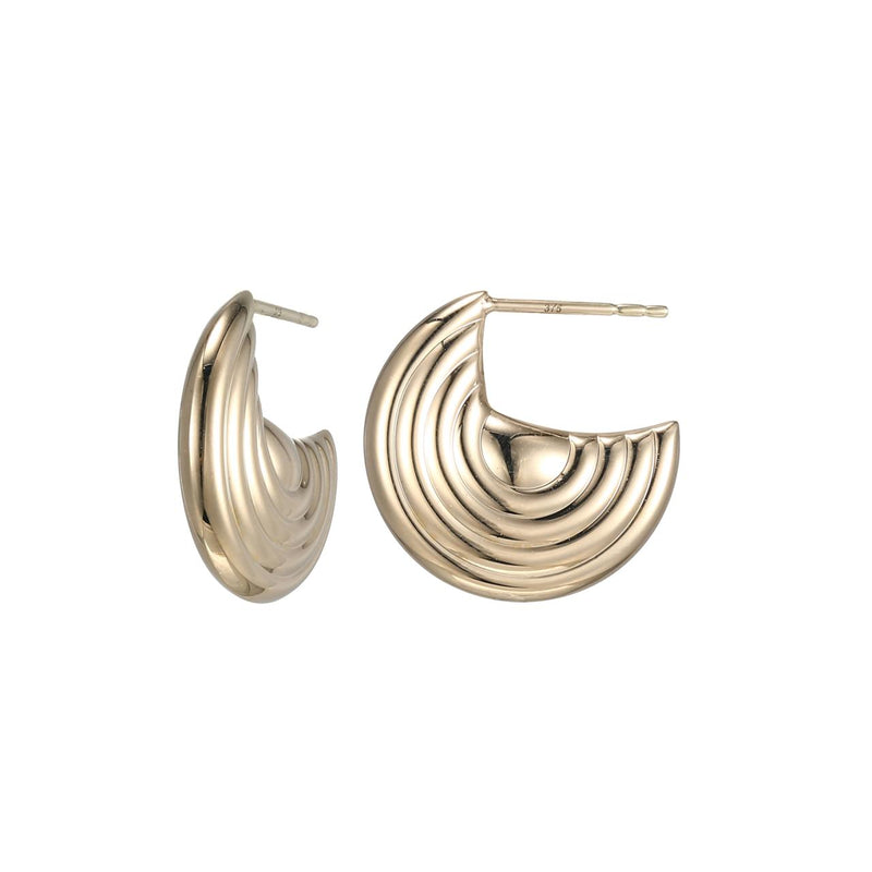 9YG LINE CRESCENT SHAPED STUDS