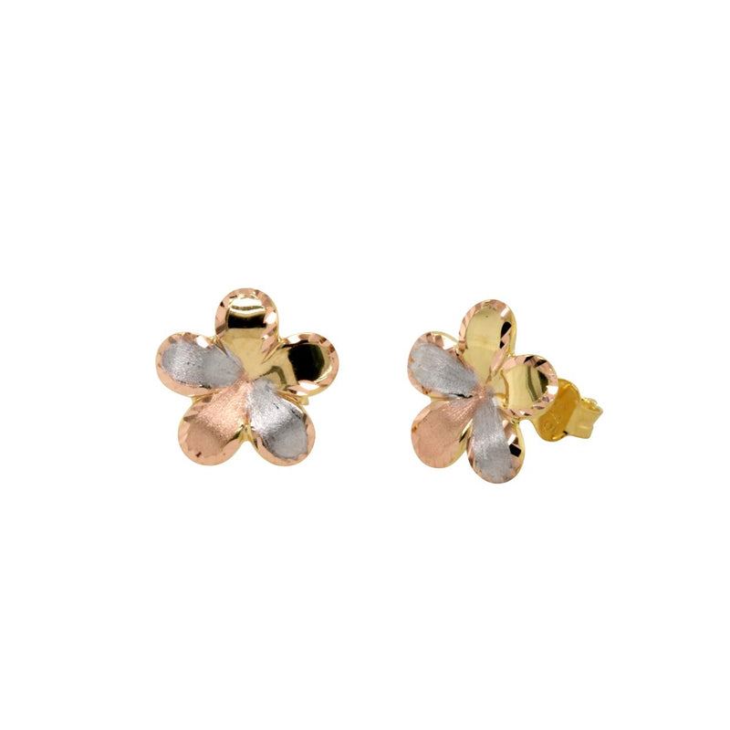 9CT TRIPLE GOLD FLOWER STUDS