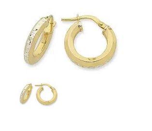 9CT YG SILVER FILLED HOOPS