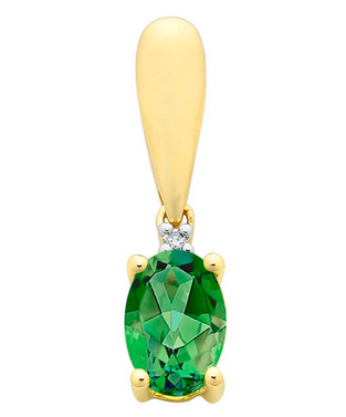 9CT YG CREATED EMERALD PENDANT