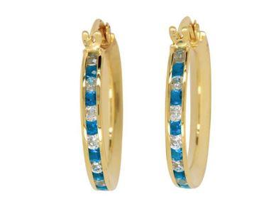 9YG/SS BONDED AQUA CZ HOOPS