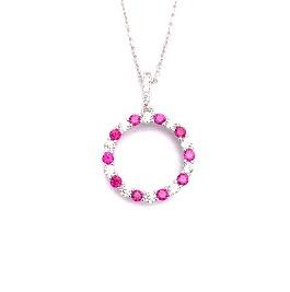 SS RED & WHITE CZ CIRCLE PENDANT