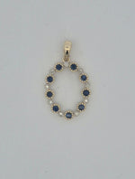 9YG SAPPHIRE & DIAMOND PENDANT