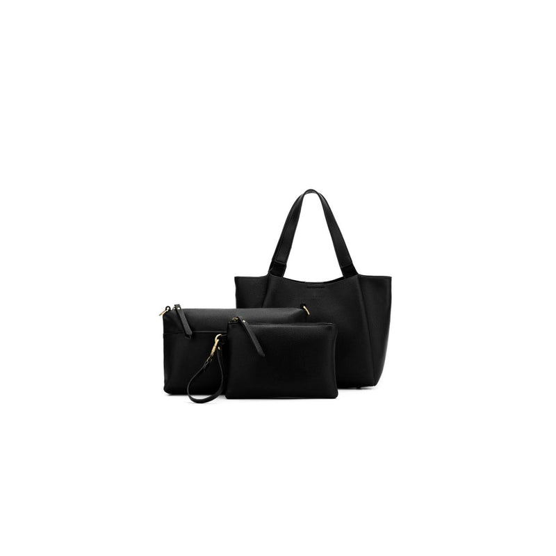 MINI EVELYN BLK TOTE 3 PCE HANDBAG SET