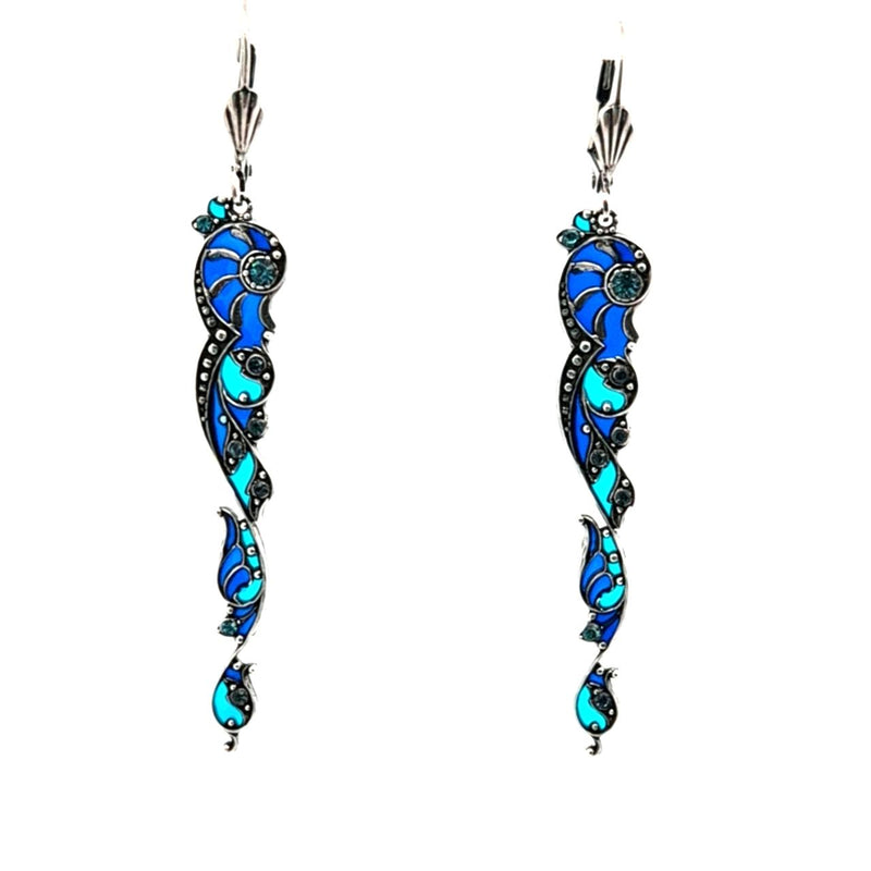 AU BOUT DES REVES LONG DROP MULTI  BLUE EARRINGS