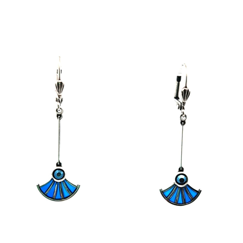 AU BOUT DES REVES LONG DROP SWAROSKI CRYSTAL AND ENAMEL EARRINGS