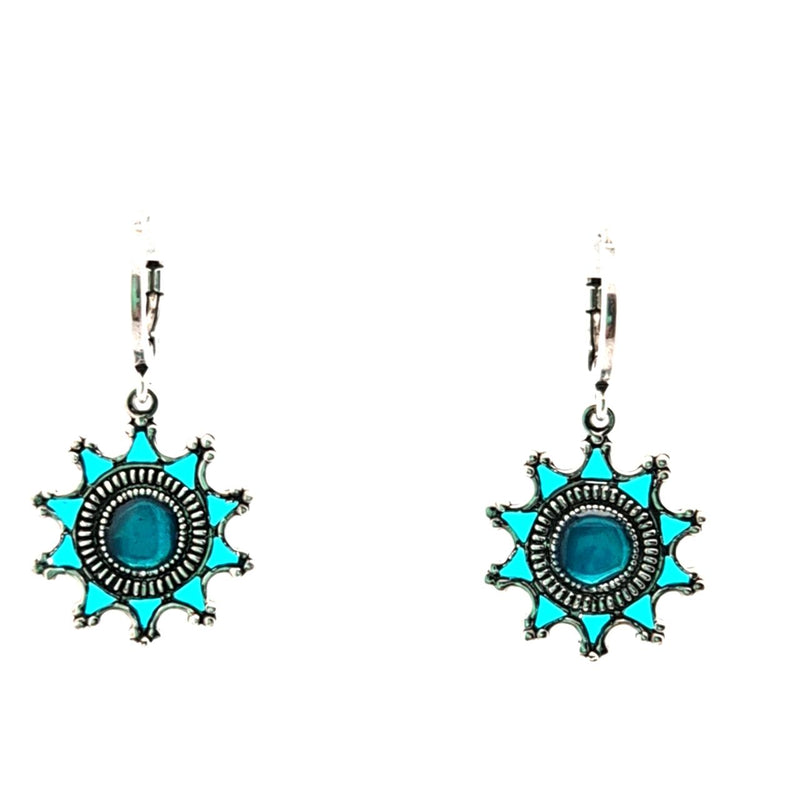 AU BOUT DES REVES VIBRANT BLUE SUN STYLE EARRINGS