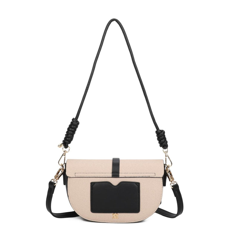 'BREE' BLACK & TAN VEGAN LEATHER HANDBAG