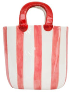 PINK STRIPE HANDBAG VASE 23CM