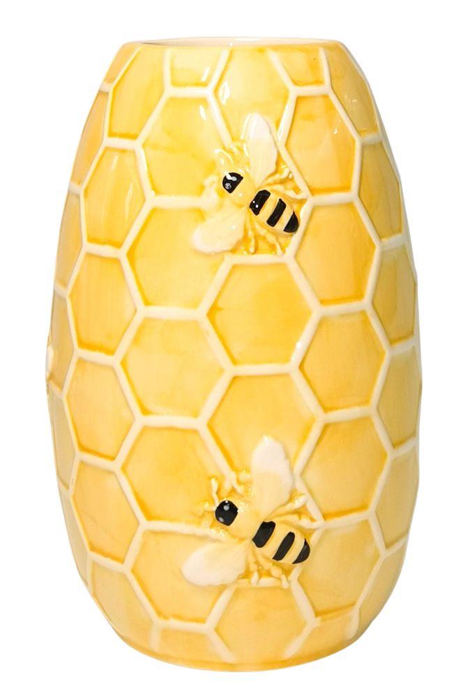 YELLOW BEE HIVE VASE - 17CM