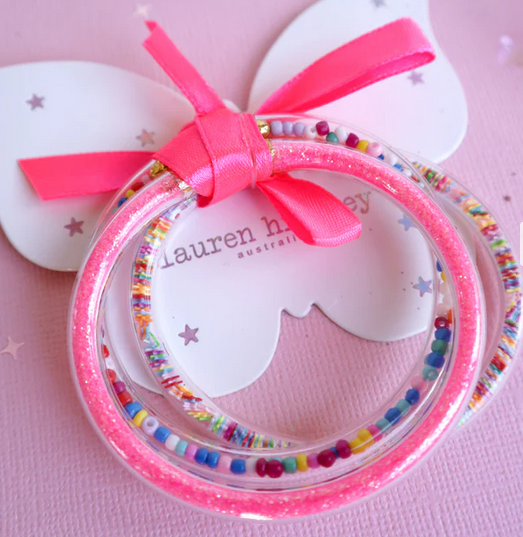 BRACELET - HOT PINK GLITTER ELASTIC