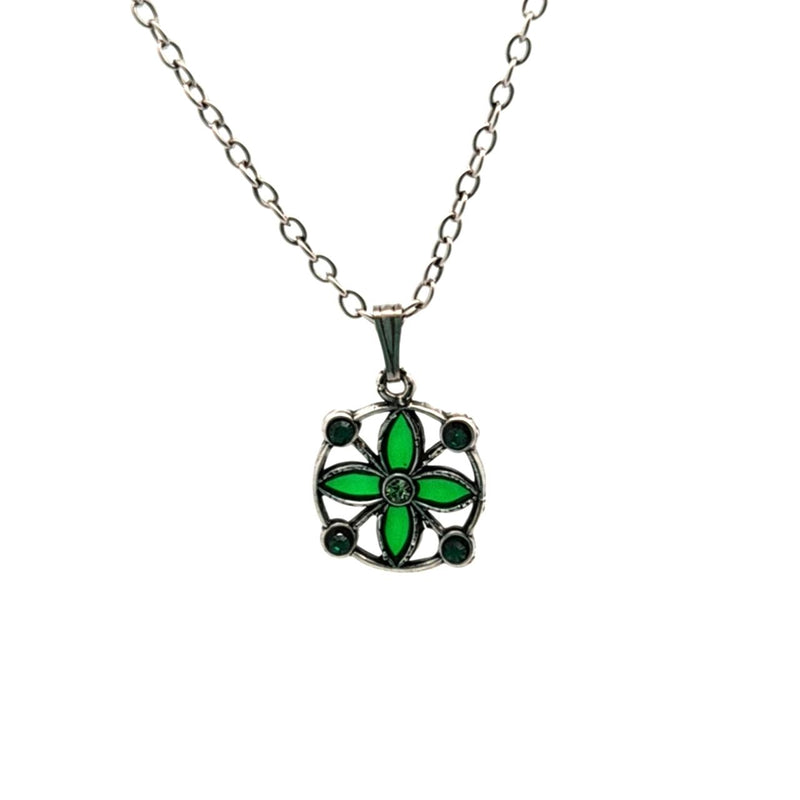 AU BOUT DES REVES GREEN FLOWER NECKLACE