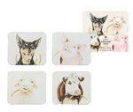 FARMYARD FACES ASSORTED 4PK COASTERS