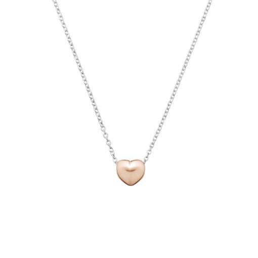 STERLING SILVER NECKLACE WITH ROSE GOLD PLATED HEART