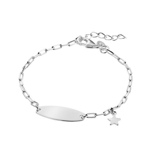 STERLING SILVER CHILDRENS ID BANGLE WITH STAR CHARM