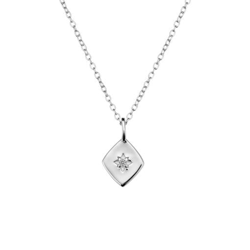 STERLING SILVER DIAMOND SHAPED PENDANT NECKLACE