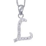 STERLING SILVER LETTER WITH CUBIC ZIRCONIA ON CHAIN