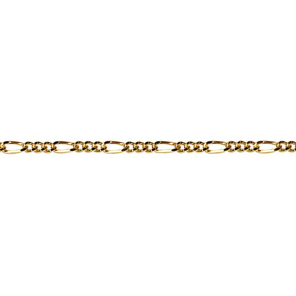 STERLING SILVER HARD GOLD PLATED DIAMOND CUT FIGARO CHAIN