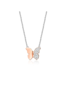 STERLING SILVER ROSE GOLD PLATED BUTTERFLY NECKLACE