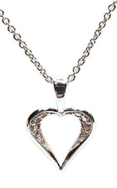 STERLING SILVER CUBIC ZIRCONIA SET HEART  PENDANT