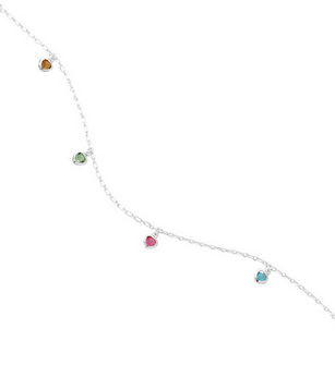 STERLING SILVER  MULTI CUBIC ZIRCONIA ANKLET